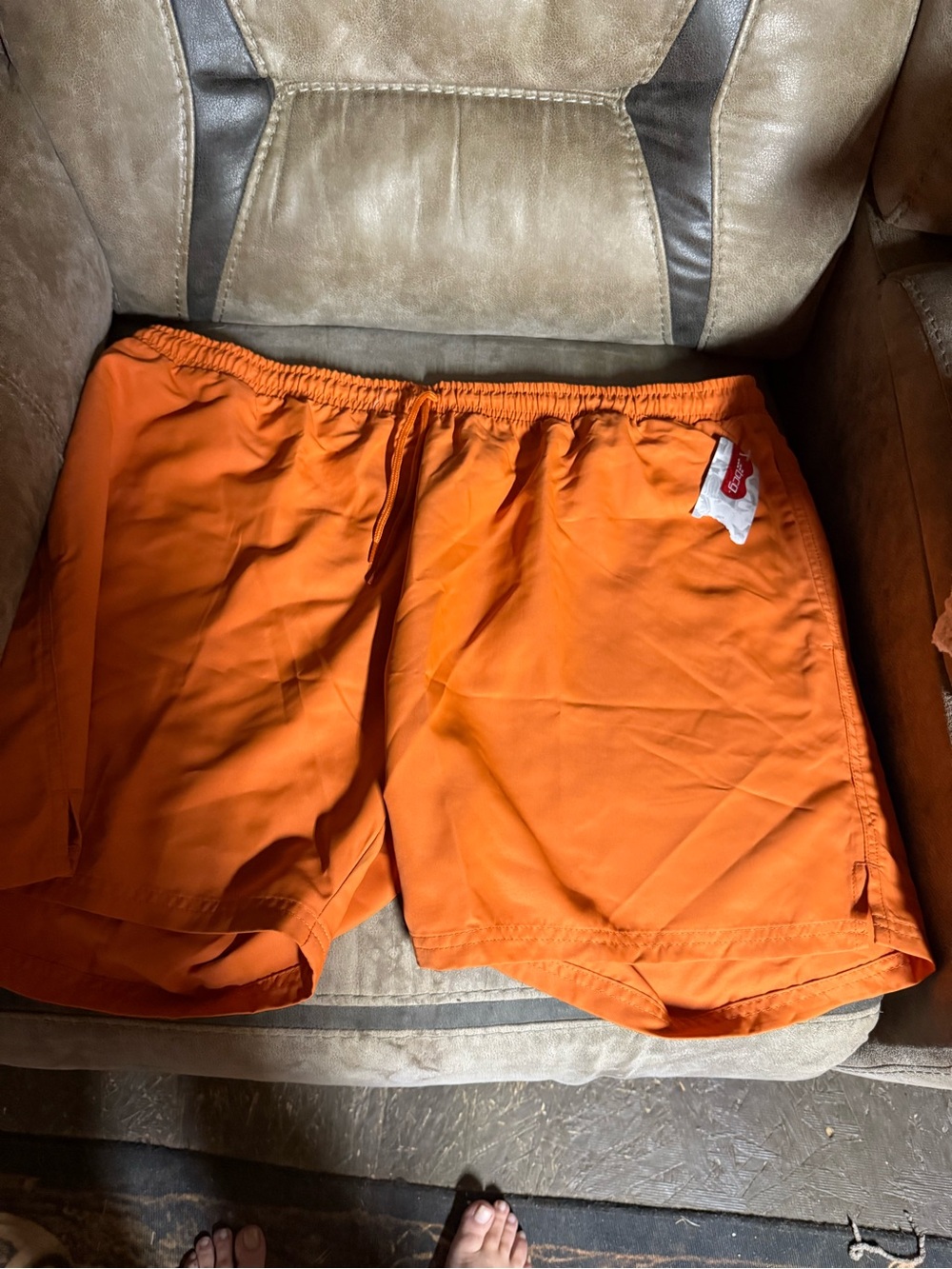 Orange Shorts with Elastic Waist and Drawstring